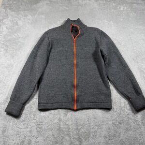 Mads Norgaard Wool Sweater Mens Medium Gray Full Zip Mock Neck Hiking Winter